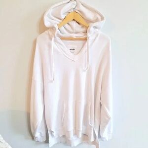 Aerie Oversized Distressed V-Neck Hoodie Size Medium